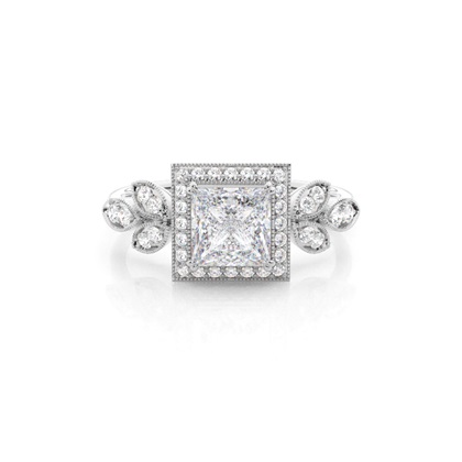 Prong Setting Moissanite Halo Engagement Ring