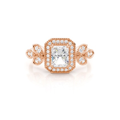 Radiant Rose Gold Halo Diamond Engagement Rings