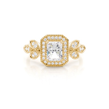 Radiant Yellow Gold Halo Diamond Engagement Rings