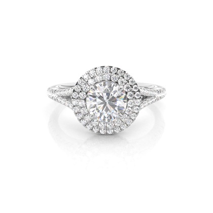 Prong Setting Moissanite Halo Engagement Ring