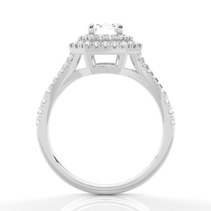 Prong-Einstellung Diamant Halo-Verlobungsring