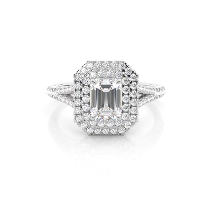 Emerald Halo Diamond Engagement Rings