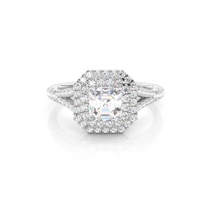 Asscher Halo Diamond Engagement Rings