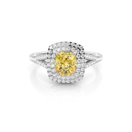 Yellow Diamond Halo Engagement Ring