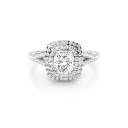 Cushion Halo Diamond Engagement Rings