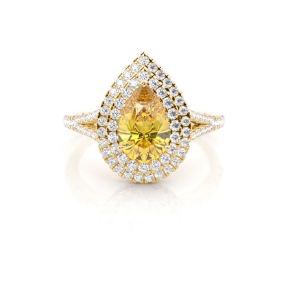 Yellow Diamond Halo Engagement Ring