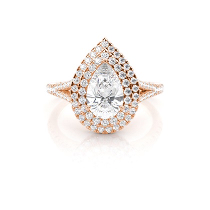 Pear Rose Gold Halo Diamond Engagement Rings