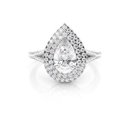 Pear Halo Diamond Engagement Rings