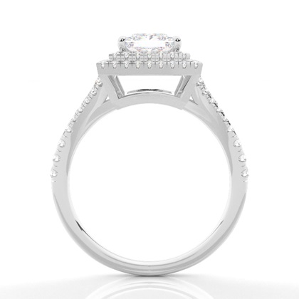 Prong-Einstellung Moissanit Halo-Verlobungsring