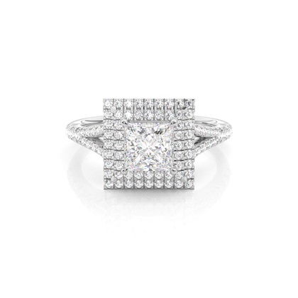 Princess Halo Diamond Engagement Rings