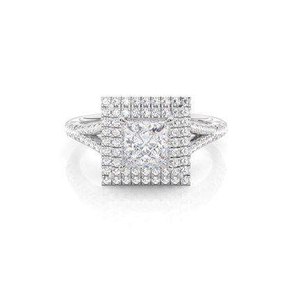Prong Setting Moissanite Halo Engagement Ring