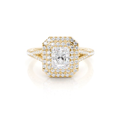 Radiant Yellow Gold Halo Diamond Engagement Rings