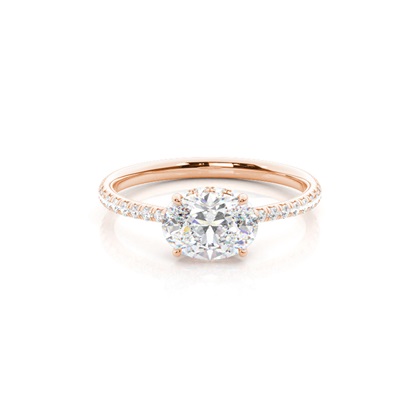 Oval Rose Gold Halo Diamond Engagement Rings