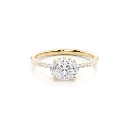 Oval Yellow Gold Halo Diamond Engagement Rings