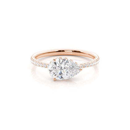 Pear Rose Gold Halo Diamond Engagement Rings