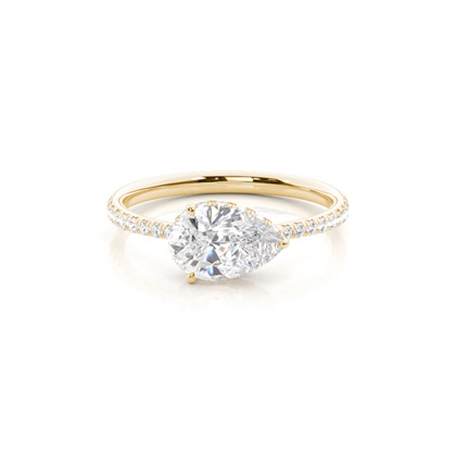 Pear Yellow Gold Womens Diamond Engagement Rings
