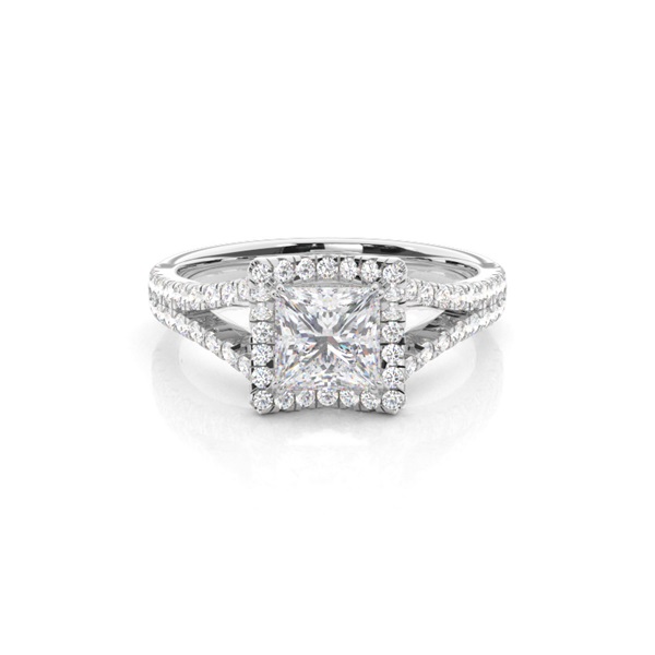 Prong Setting Moissanite Halo Engagement Ring