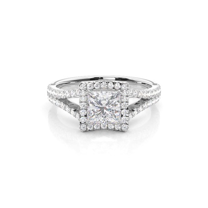 Prong Setting Moissanite Halo Engagement Ring