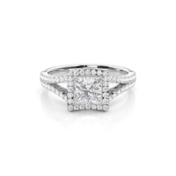 Prong Setting Moissanite Halo Engagement Ring