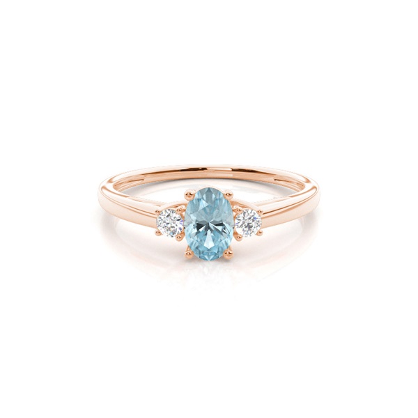 Prong Setting Aquamarine Three Stone Ring