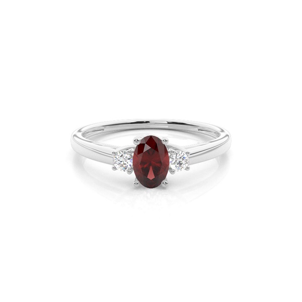Prong Setting Garnet Three Stone Ring