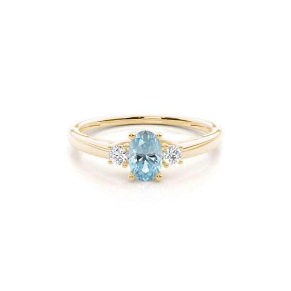 Prong Setting Aquamarine Three Stone Ring