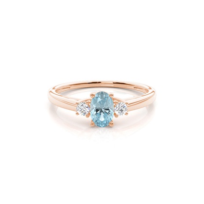 Prong Setting Aquamarine Three Stone Ring