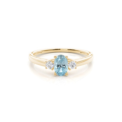 Prong Setting Aquamarine Three Stone Ring