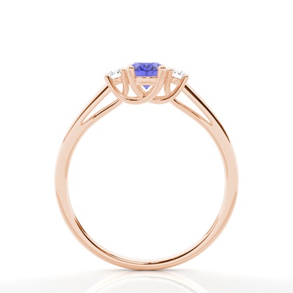 Tansanit-Ring mit drei Steinen in einer Krappenfassung