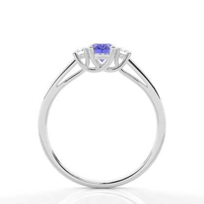 Tansanit-Ring mit drei Steinen in einer Krappenfassung