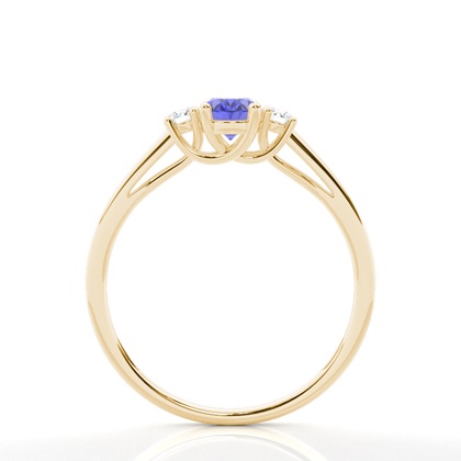 Tansanit-Ring mit drei Steinen in einer Krappenfassung