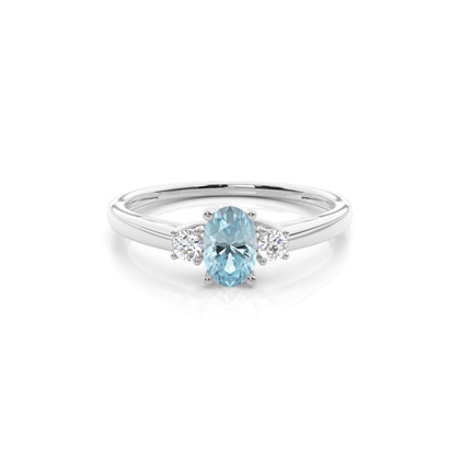 Prong Setting Aquamarine Three Stone Ring
