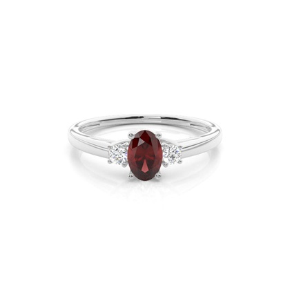 Prong Setting Garnet Three Stone Ring