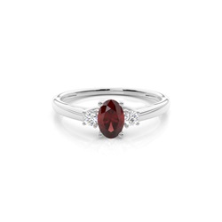 Prong Setting Garnet Three Stone Ring