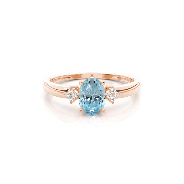 Prong Setting Oval Aquamarine Engagement Ring