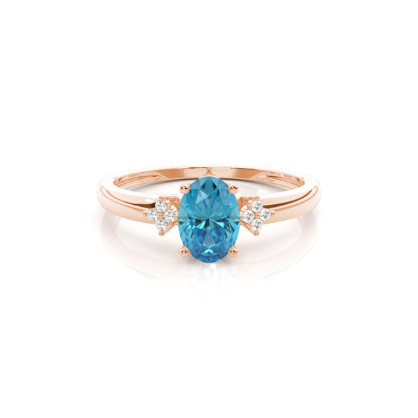 Prong Setting Oval Blue Topaz Engagement Ring