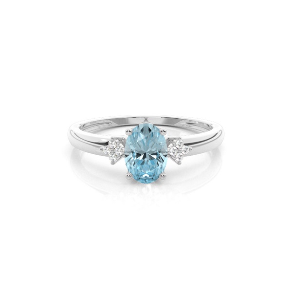Prong Setting Oval Aquamarine Engagement Ring