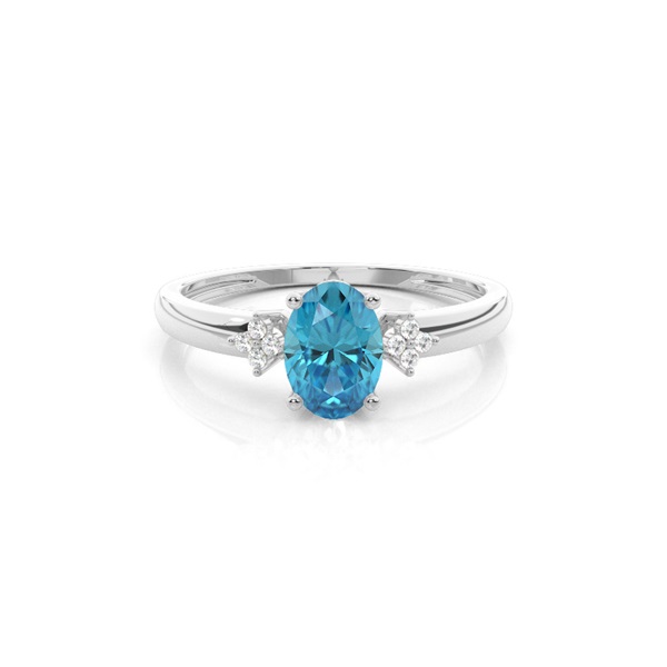 Prong Setting Oval Blue Topaz Engagement Ring
