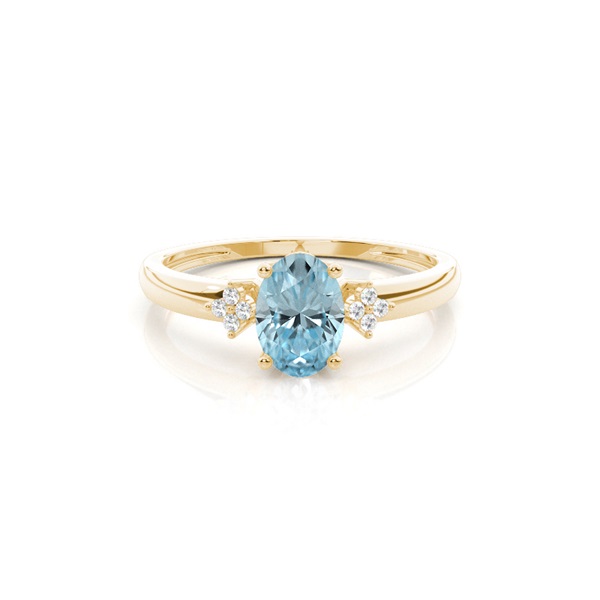 Prong Setting Oval Aquamarine Engagement Ring