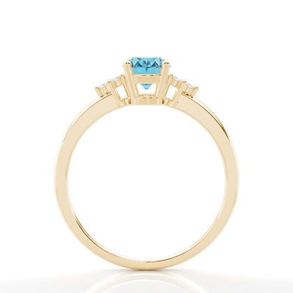 Ovaler Blautopas-Verlobungsring in einer Krappenfassung