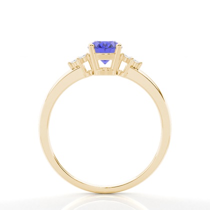 Ovaler Tansanit-Verlobungsring in einer Krappenfassung