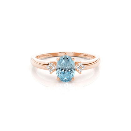 Prong Setting Oval Aquamarine Engagement Ring
