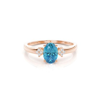 Prong Setting Oval Blue Topaz Engagement Ring