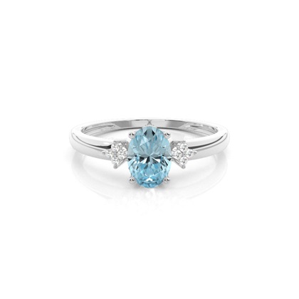 Prong Setting Oval Aquamarine Engagement Ring