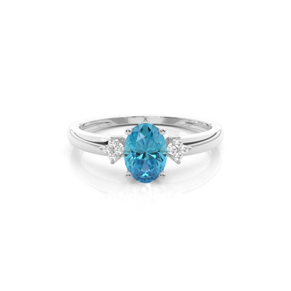 Prong Setting Oval Blue Topaz Engagement Ring