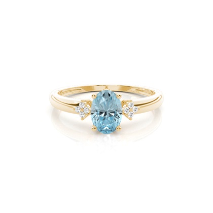 Prong Setting Oval Aquamarine Engagement Ring