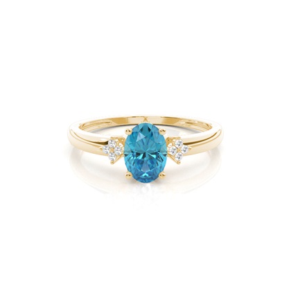 Prong Setting Oval Blue Topaz Engagement Ring