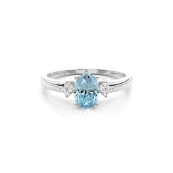 Prong Setting Oval Aquamarine Engagement Ring