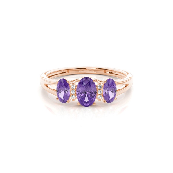 Prong Setting Amethyst Three Stone Ring