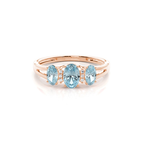 Prong Setting Aquamarine Three Stone Ring